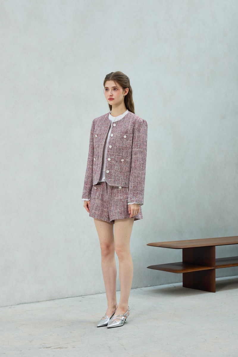 CHERISH TWEED SHORTS PANTS / RED