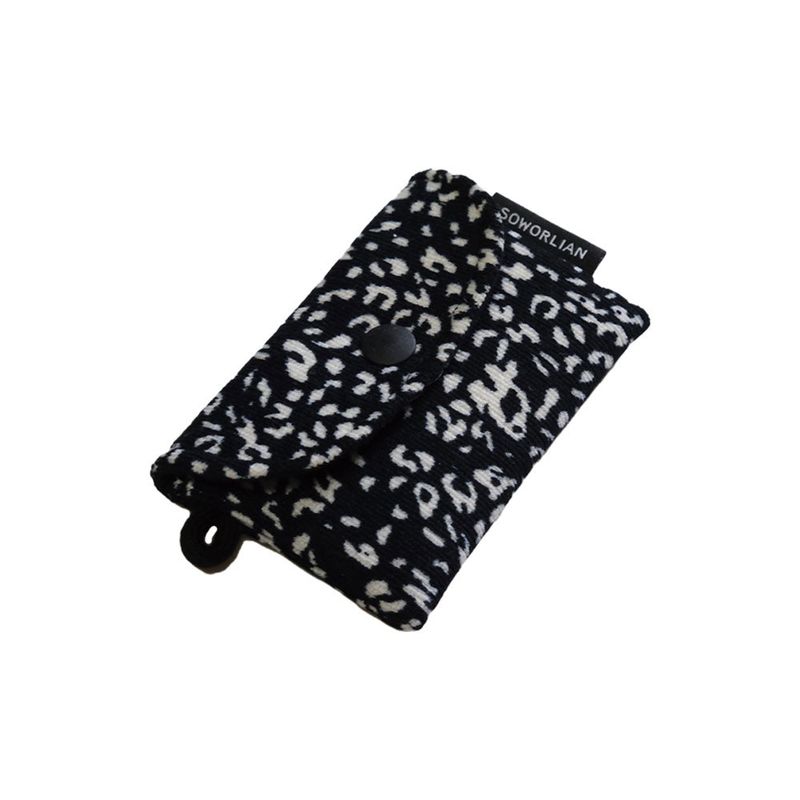 Simple Card wallet _Leopard Corduroy Black