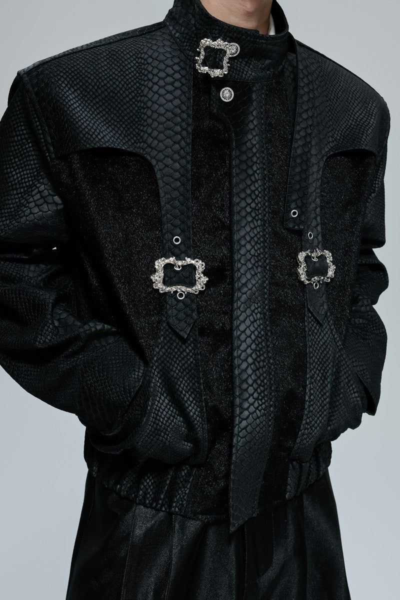 Argue Cultureの「Snakeskin Cropped Leather Jacket（Jackets/Outerwear）」