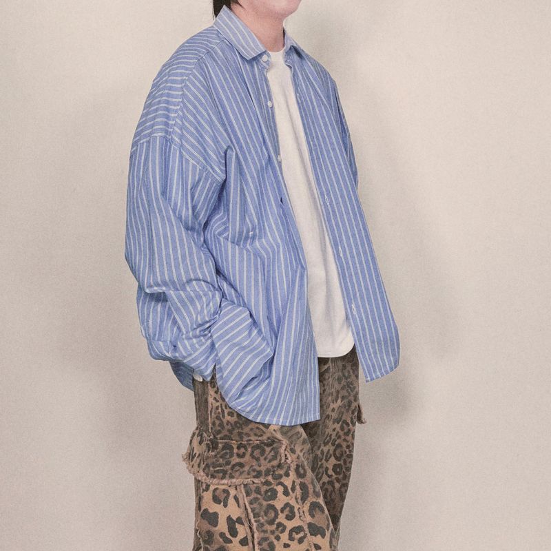 offset stripe shirt_blue