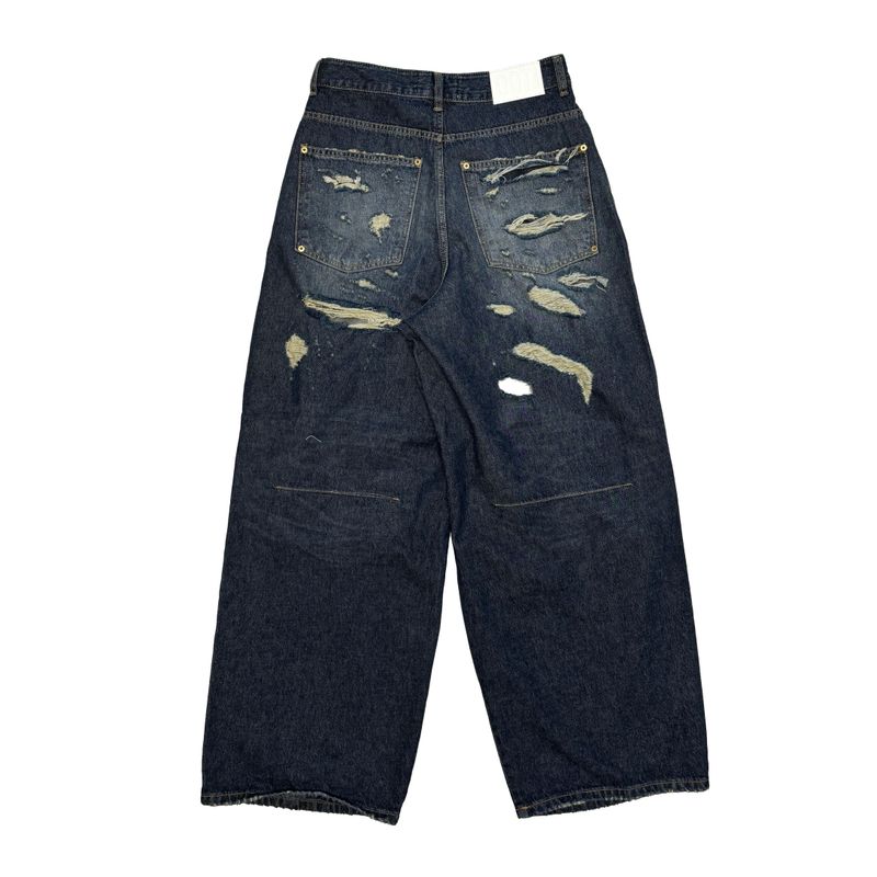 Back damage denim pants