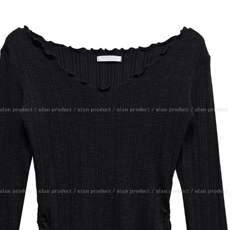 Heroni Ruffle Ribbed Long Sleeve