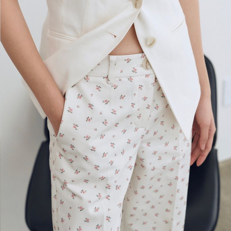 Tailored Flower Pattern Pants