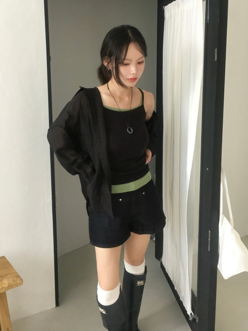 Airy shell see-through shirt (7c)