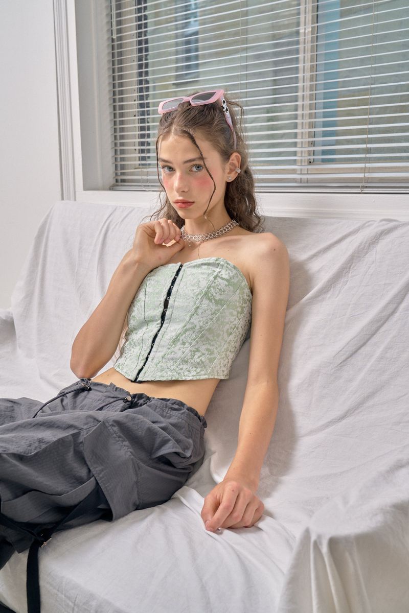 JACQUARD CORSET TOP (GREEN)