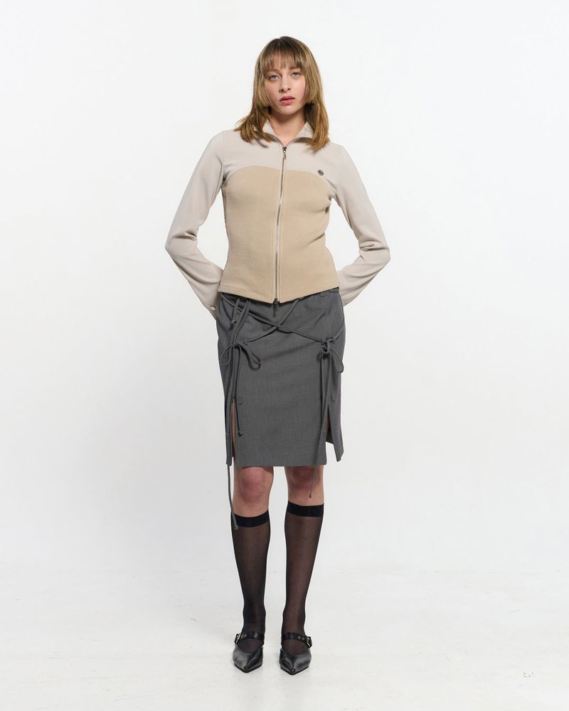 Ribbed Slim Zip-up _ IVORY