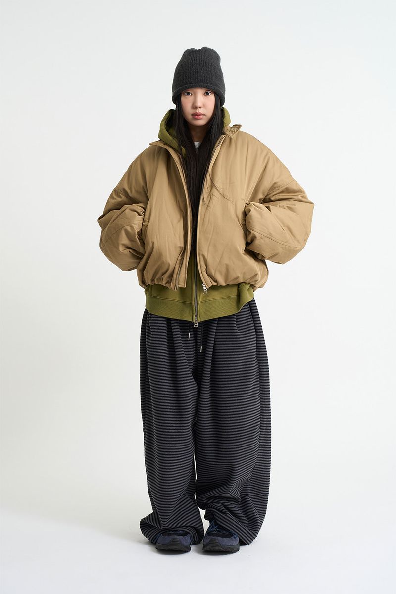 Coated crop padding blouson