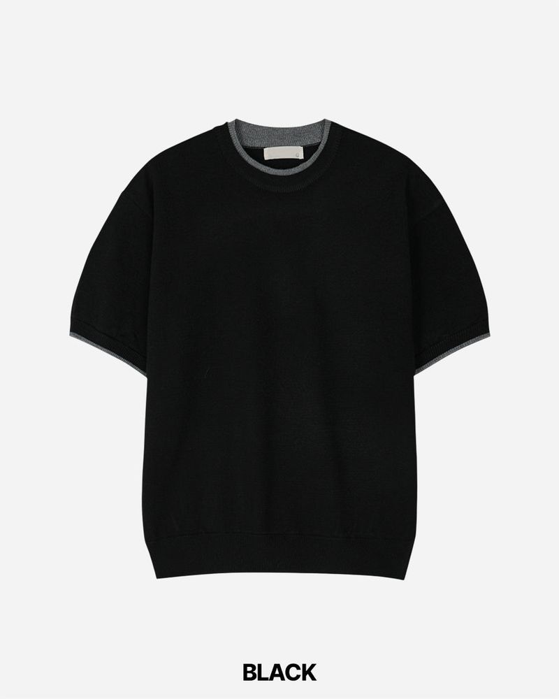 Welt Crop Short Sleeve Knit