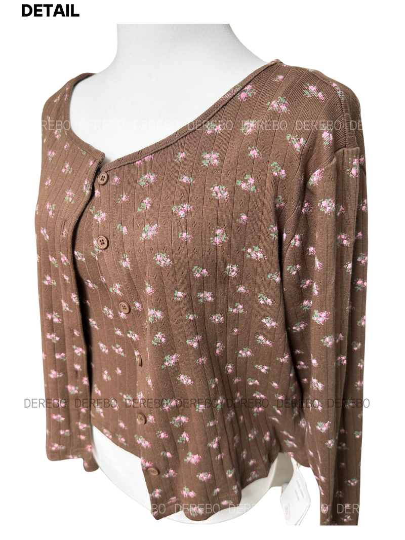 Lovely flower cardigan sleeveless two-piece set