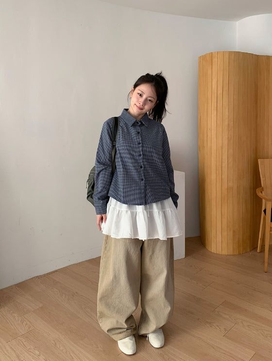 Crane Back Point Wide Washing Denim Pants