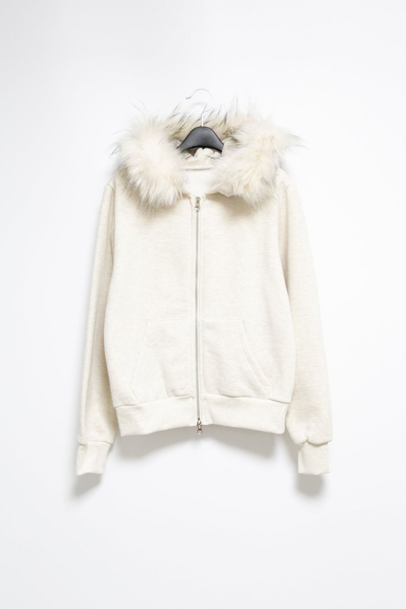 trimming fur hood zip-up(2colors)