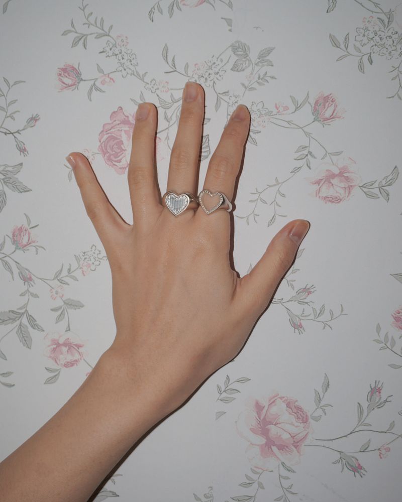 [925SILVER] ICING COOKIE HEART STUD RING