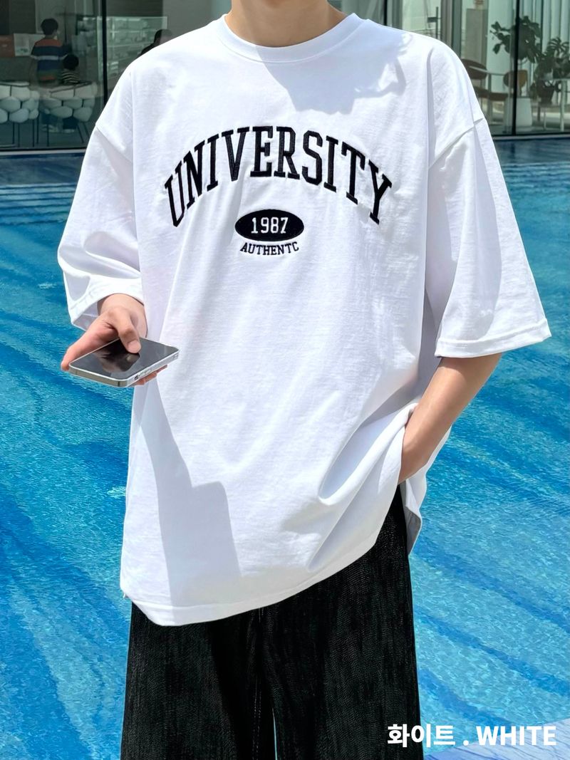 1987 Overfit Embroidered University Short Sleeves