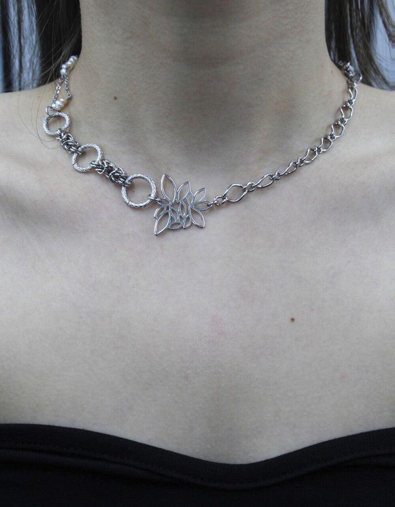 Lotus Pearl Chain Necklace (3way)