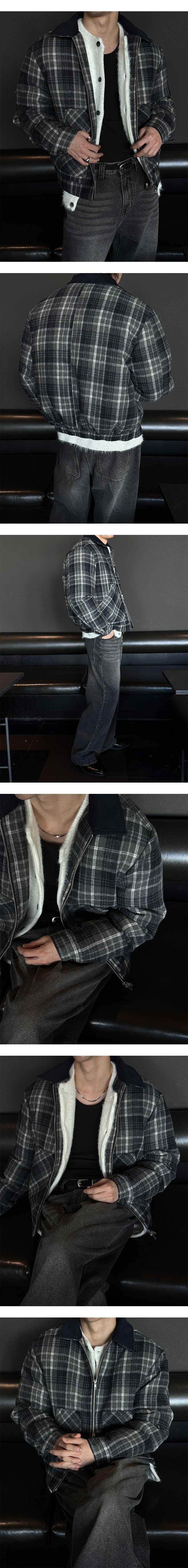 [F/W] Wool check padding jacket