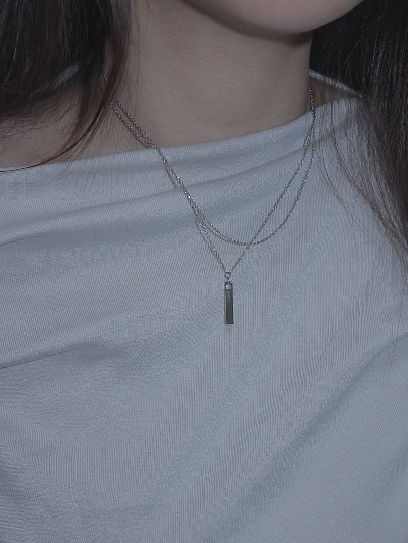 new simple bar layered necklace