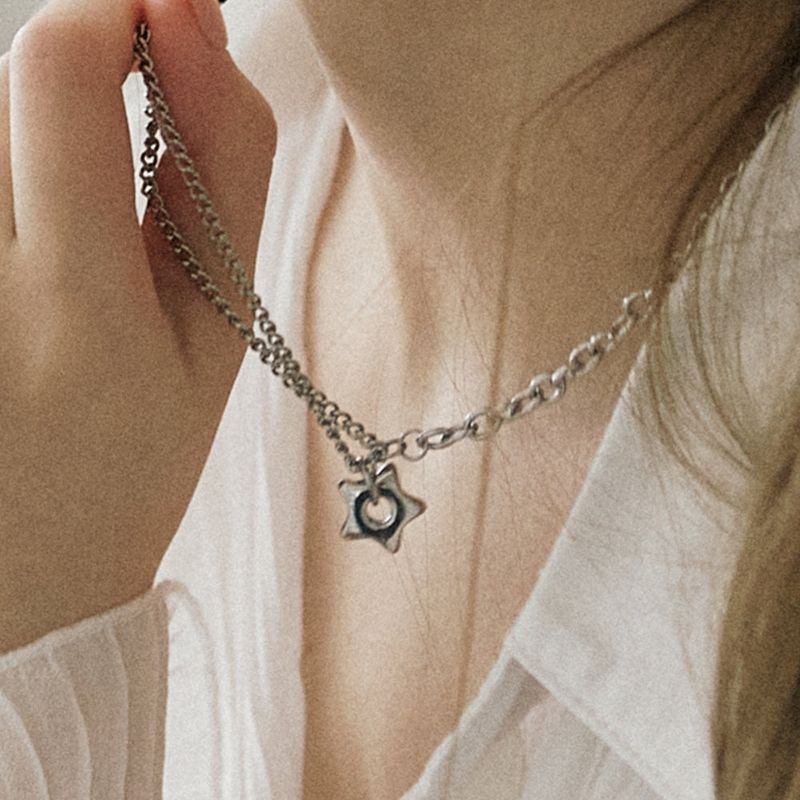 Bold Star Mix Chain Surgical Necklace