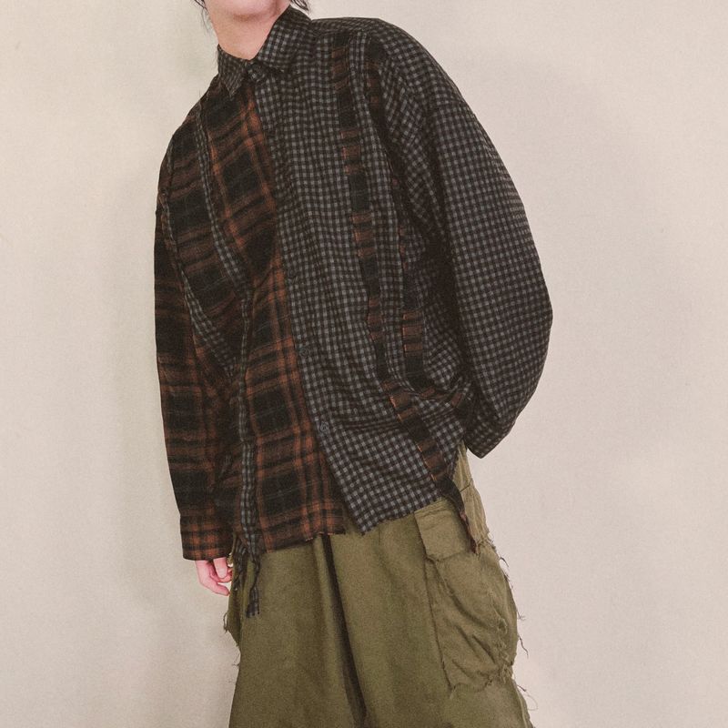 double check deconstructed shirt_brown