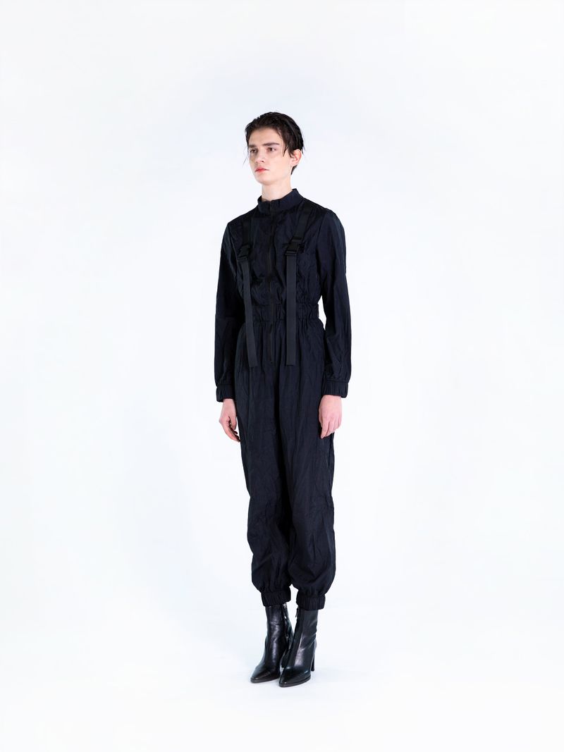 techwear strap jumpsuit black