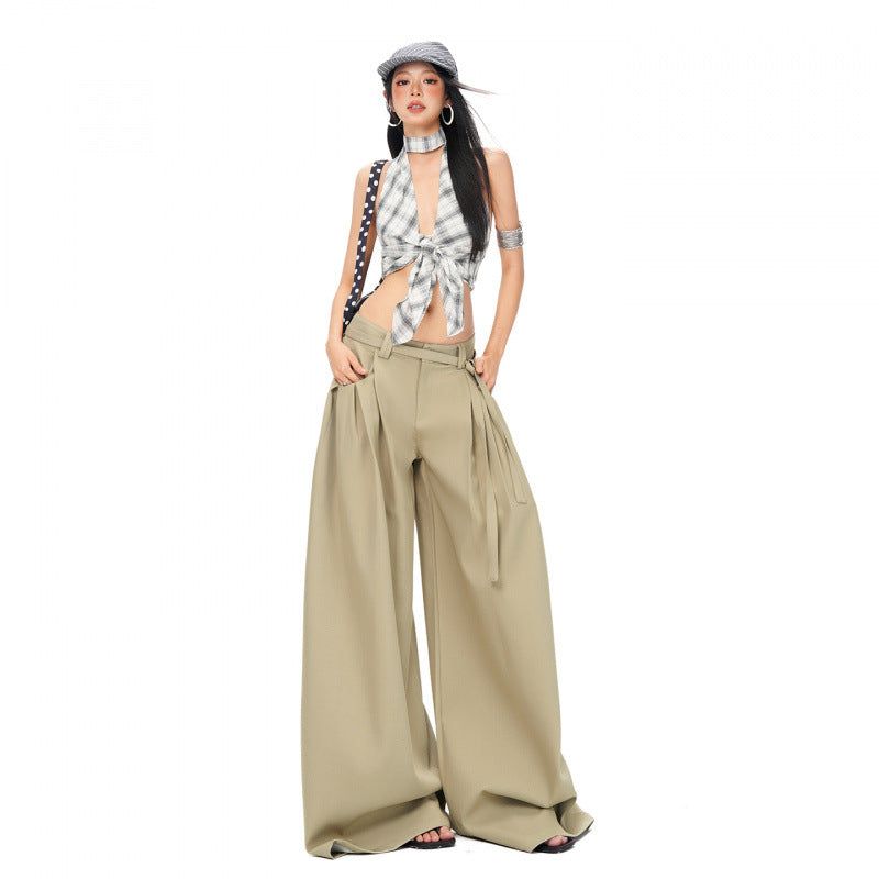 Tie-Detail Puddle Wide-Leg Pants