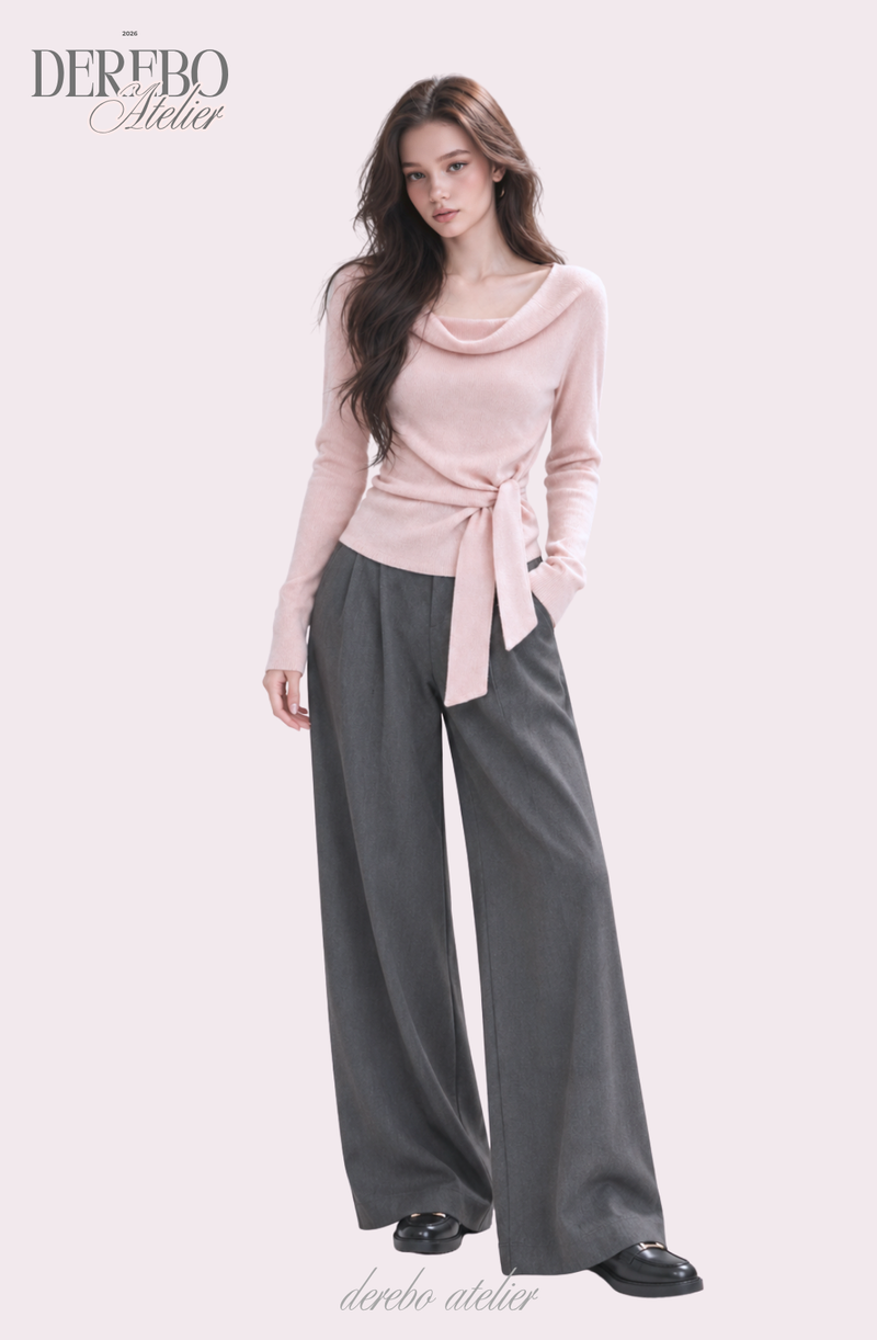 Flow Pink Shirring Wrap Knit Top