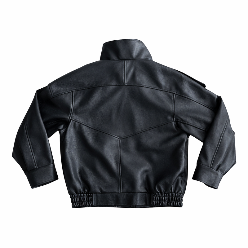 High neck leather jacket