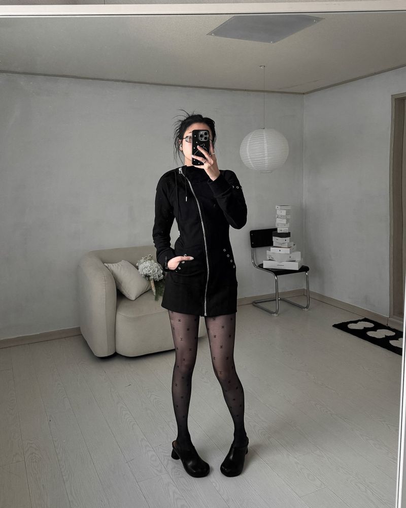 Zip up high neck one piece