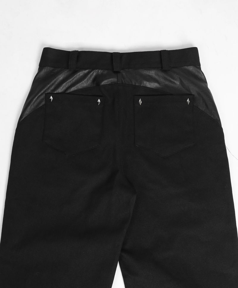 LEATHER POINT STRING PANTS #BLACK