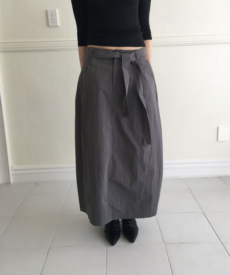 Toven Belted Balloon Long Skirt 