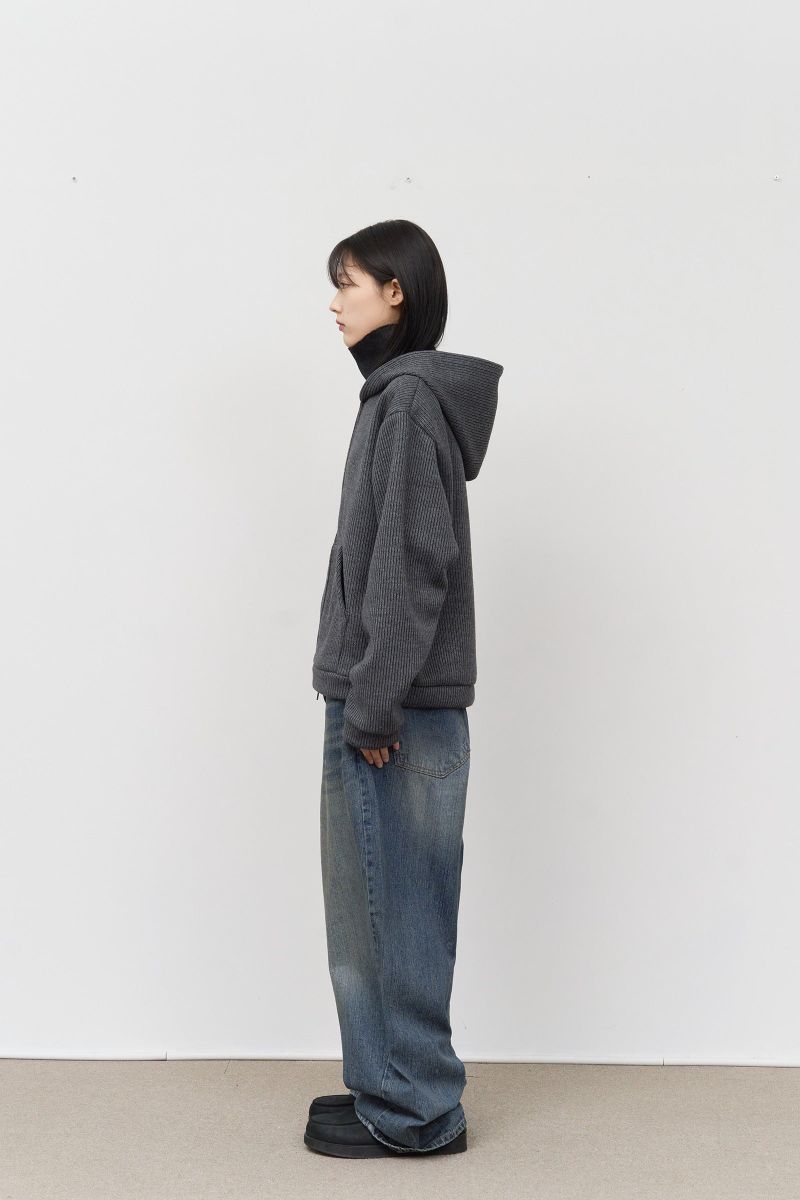 Wet Knitted Zip Hoodie