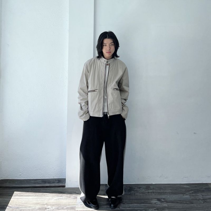 Waffle Knit Double-Zip Button Detail Hooded Jacket