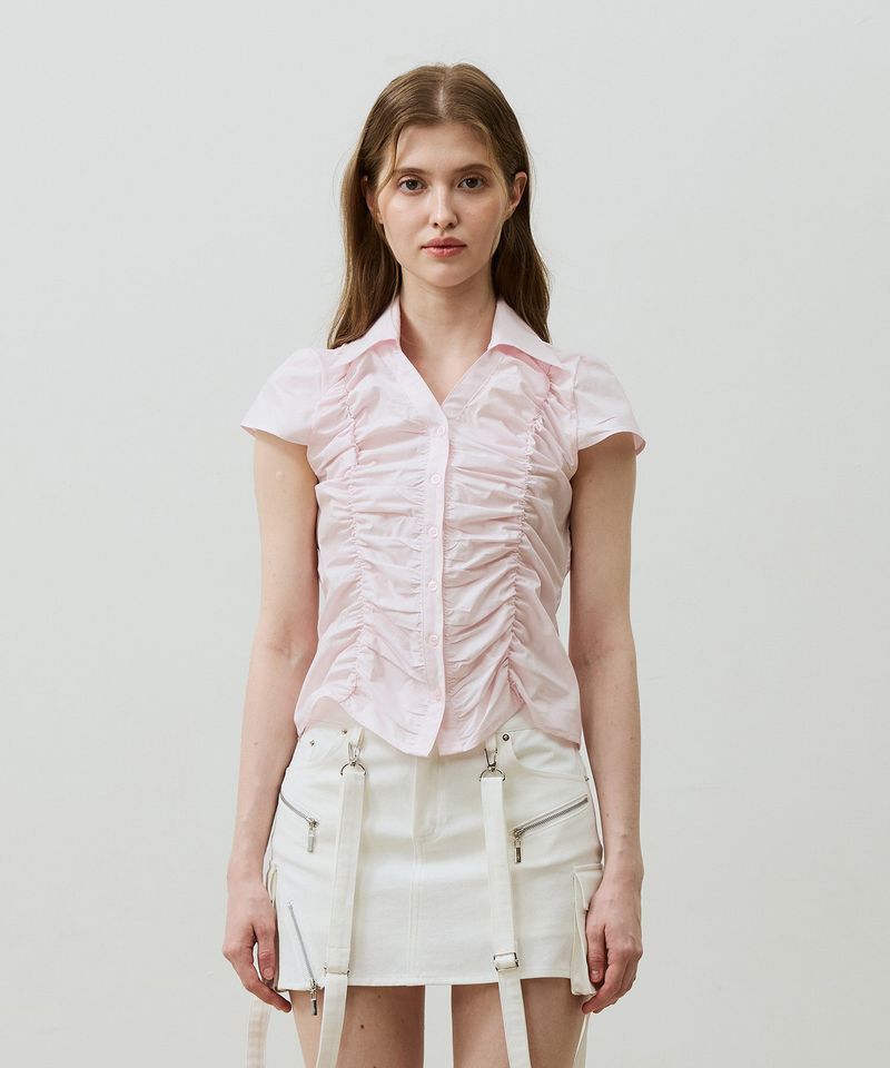 SYLPH SHIRRING SHIRT / PINK