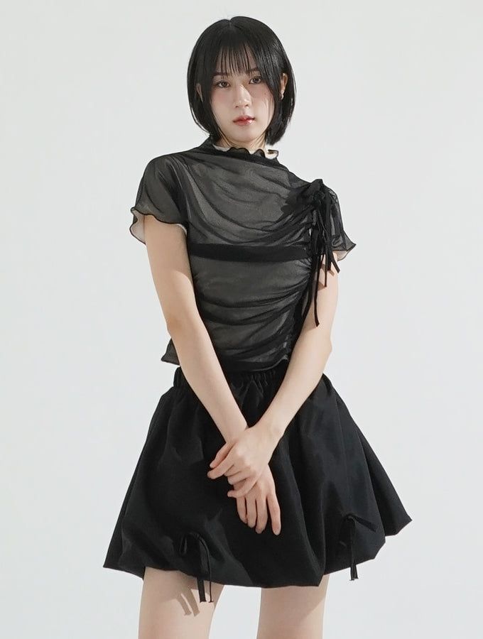 Double layer ribbon top