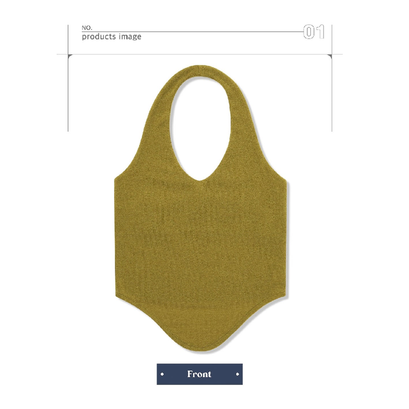 HALTERNEK KNIT VEST_OLIVE