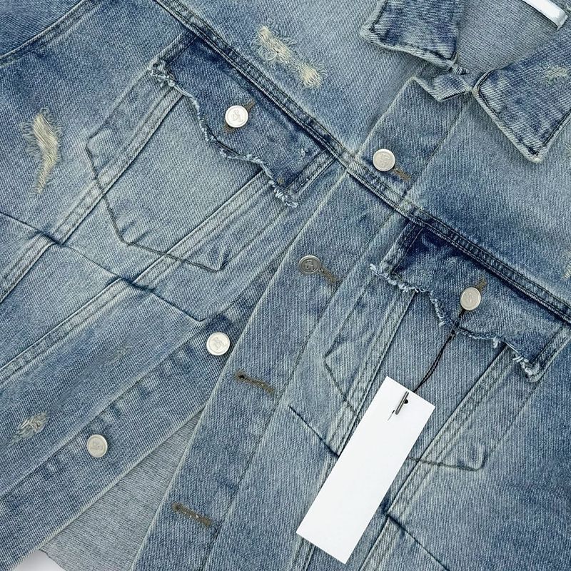 De Lap High Damage Crop Denim Jacket (2color)