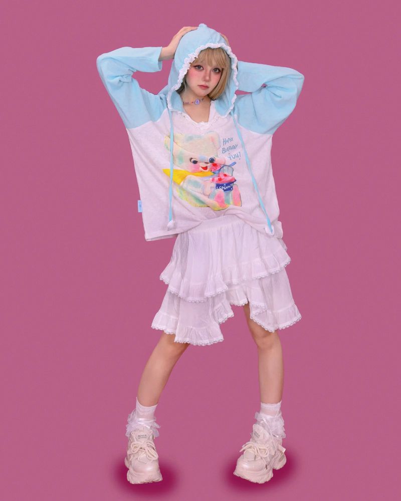heart pang-♡ bear lace hood