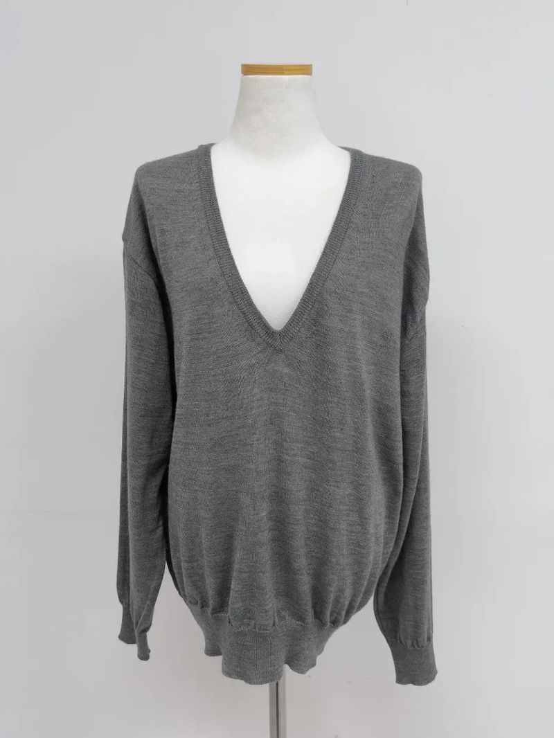 [wool50%] Danny Deep V-Neck Over Fit Knit