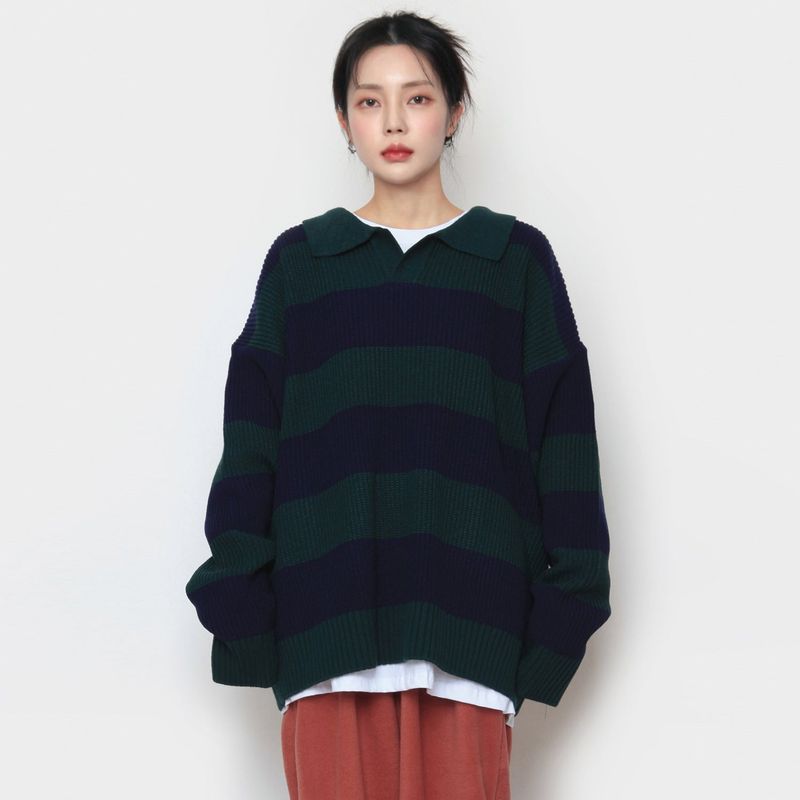 nutellike(ヌテールライク)の「two-tone colored collar knitwear(Tops)」