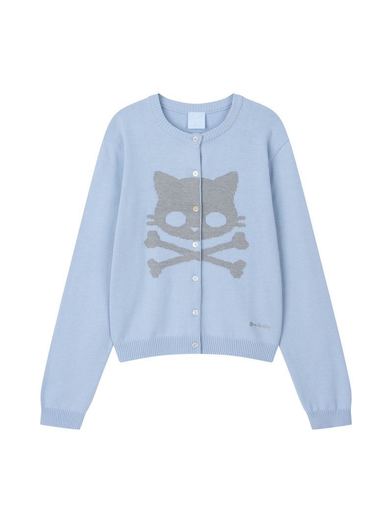 KIRI SKULL KNIT CARDIGAN (BLUE)