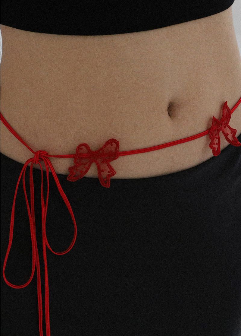 [MADE] Capsule02 Needle Work Ribbon Belt Strap _ Red
