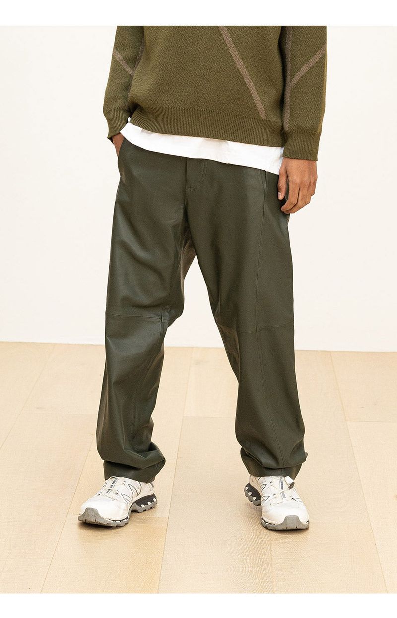 LAMSKIN CURVED LINE PANTS