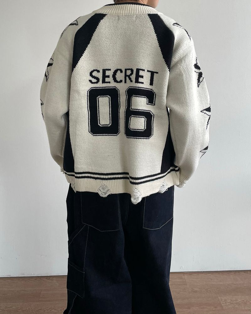 Star-printed Knitwear Zip-Up