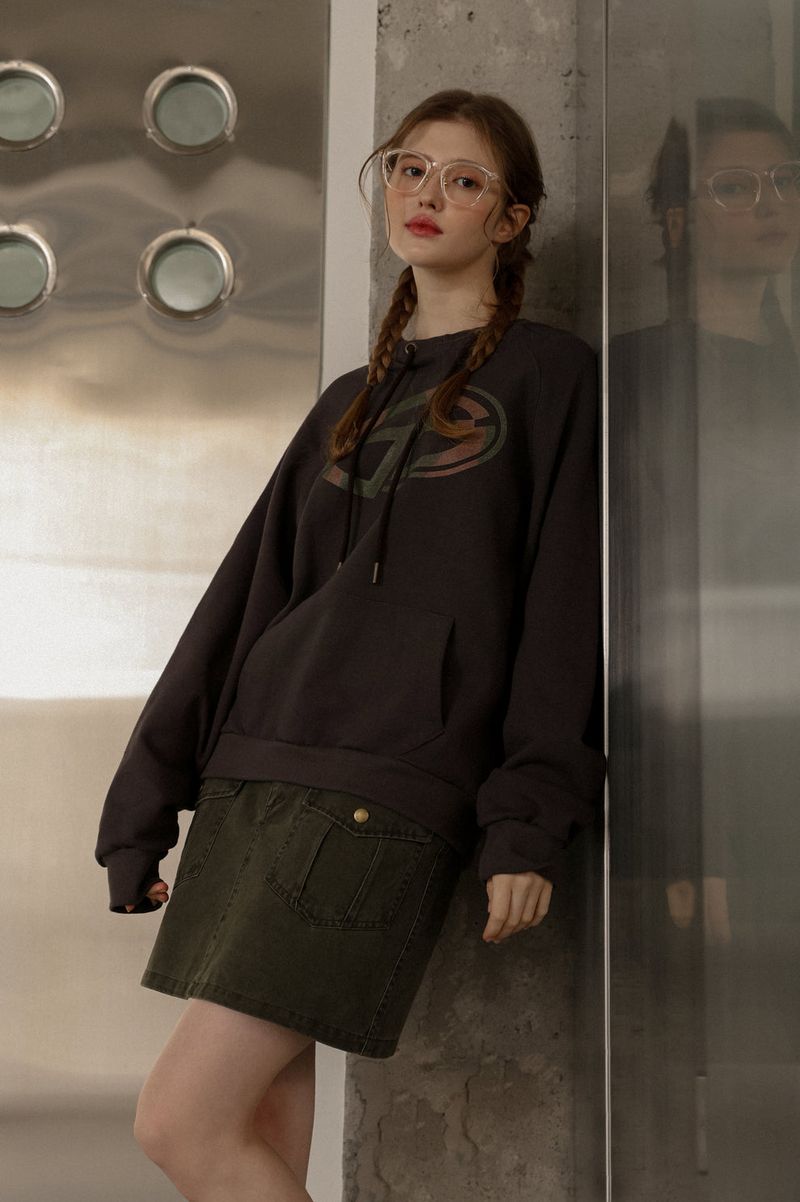 Camo logo high neck hood