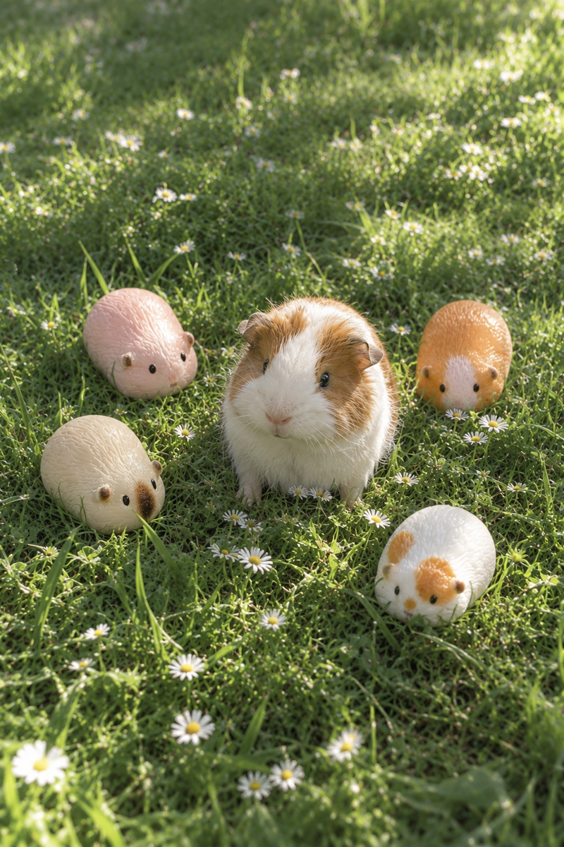 FLUFFY GUINEA PIG OPEN RING (4COLOR)