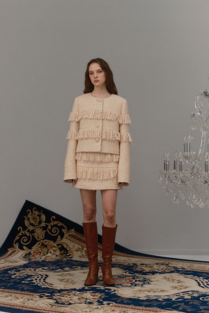 Fringe tweed jacket