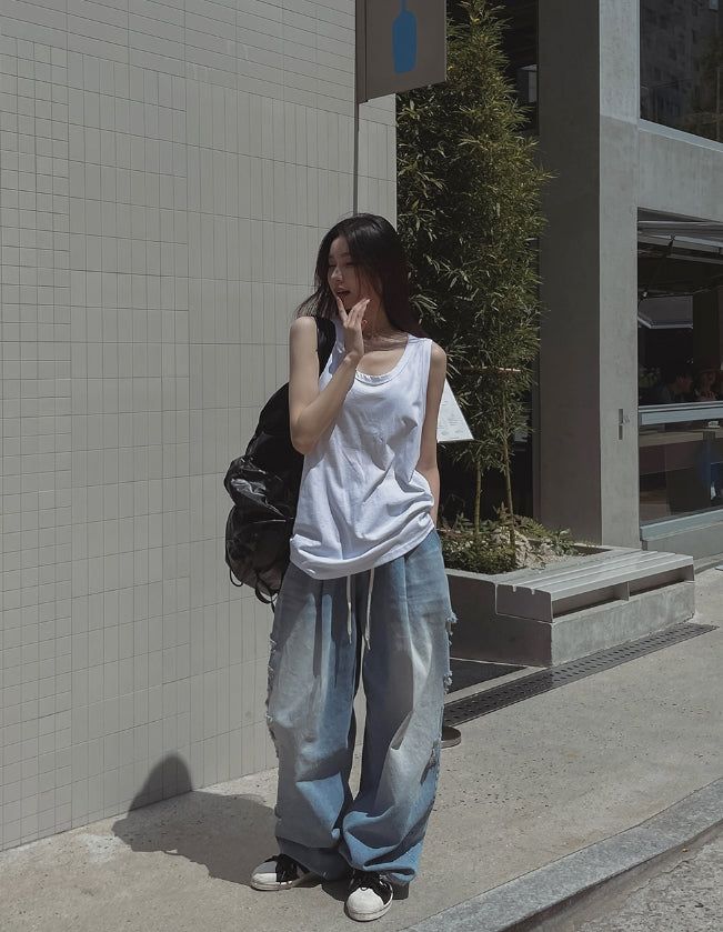 Summer Silk Oversized Fit Layered Sleeveless