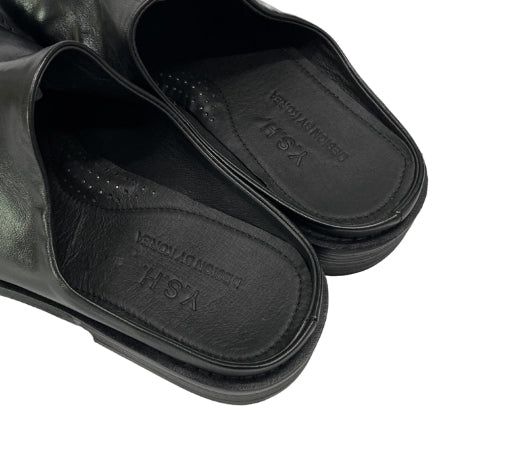 Wrinkle Leather Square Mule