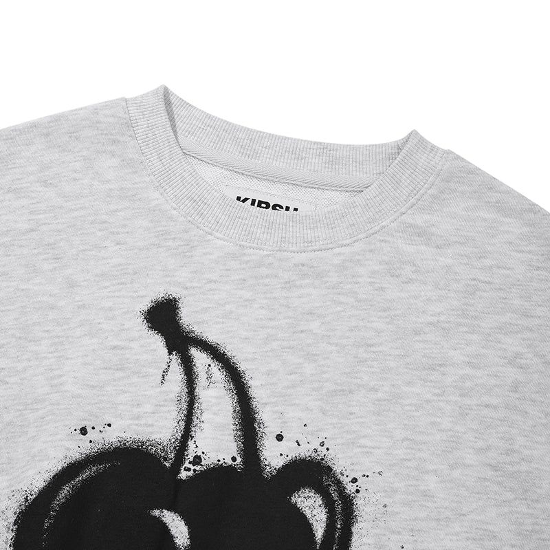 MELTING CHERRY PRINTED CROP SWEATSHIRT [MELANGE GRAY]