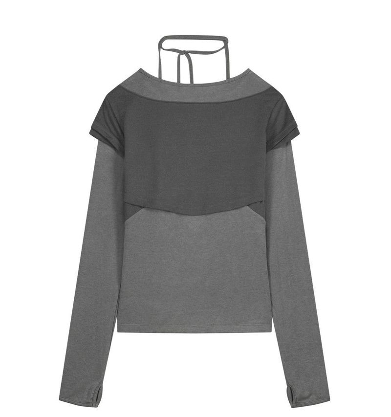 Halter Strap Long Sleeve / Grey