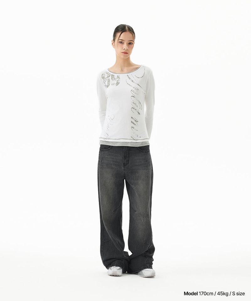 WASHED DART DENIM PANT